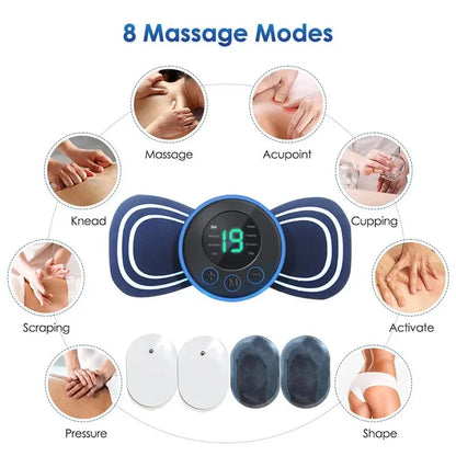 Portable Electric Intelligent Mini Neck Massager Patch for Back and Shoulder Massager With Pad and Remote