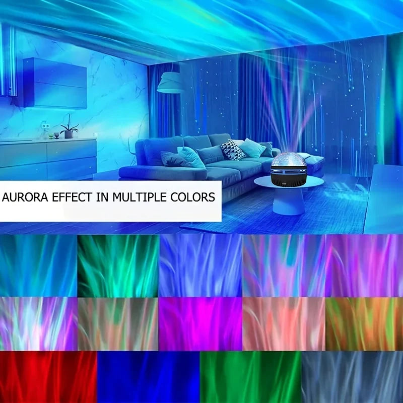 LED Starry Galaxy Projector Light RGB Smart Remote Control Star Aurora Lamp KTV USB Powered Auto Rotating for Home Bedroom Decor